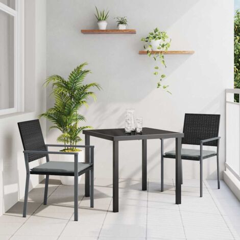 vidaXL Set da Pranzo per Giardino 3 pcs Nero Poly Rattan (1/5)