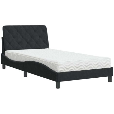 vidaXL Letto con Materasso Nero 100x200 cm in Velluto (1/5)