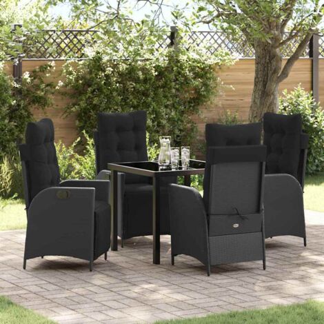 vidaXL Set da Pranzo per Giardino 5 pcs Nero Poly Rattan (1/5)