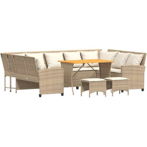vidaXL Set Divano da Giardino 4 pz con Cuscini Beige in Polyrattan