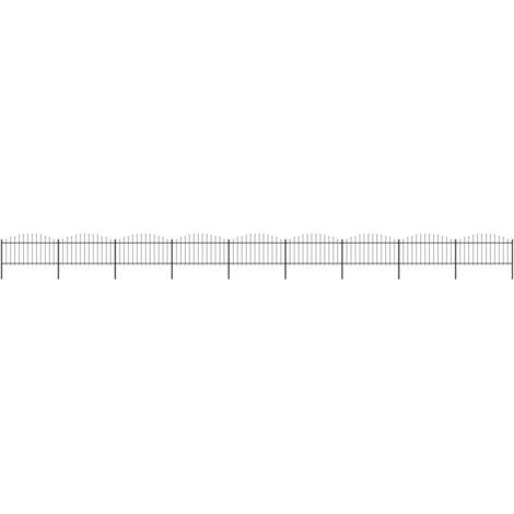 vidaXL Recinzione da Giardino con Punta a Lancia in Acciaio 1603,5x150 cm Nero