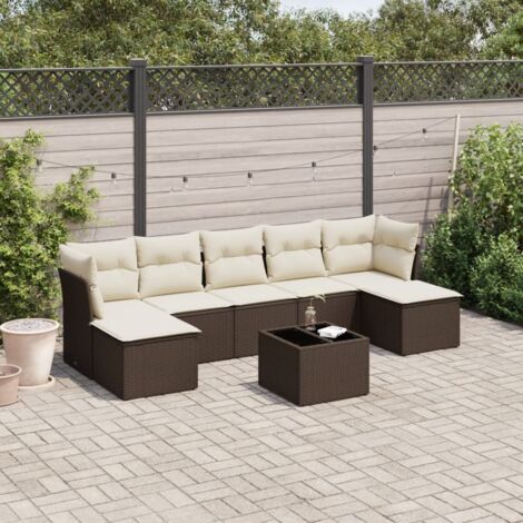 vidaXL Set Divani da Giardino 8 pz con Cuscini Marrone in Polyrattan (1/3)