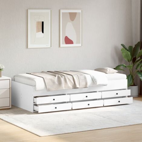 vidaXL Divano Letto con Cassetti senza Materasso Bianco 90x190 cm (1/5)