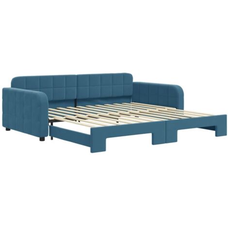 vidaXL Divano Letto con Letto Estraibile Blu 100x200 cm in Velluto (1/5)