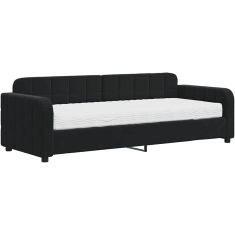 vidaXL Divano Letto con Materasso Nero 80x200 cm in Velluto
