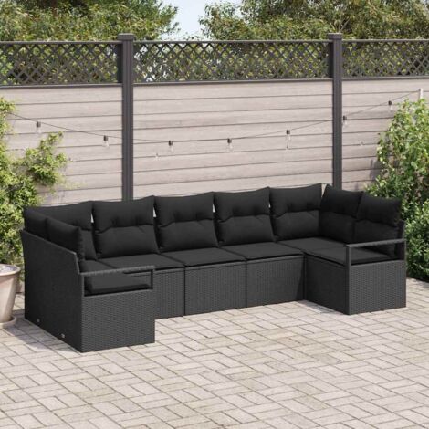 vidaXL Set Divano da Giardino 7 pcs Nero Poly Rattan (1/5)