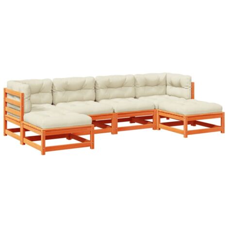 vidaXL Set Divani Giardino 6pz con Cuscini Marrone Cera Massello Pino (1/5)