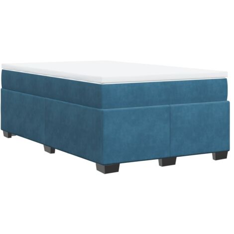 vidaXL Giroletto a Molle con Materasso Blu Scuro 120x190 cm in Velluto (1/5)