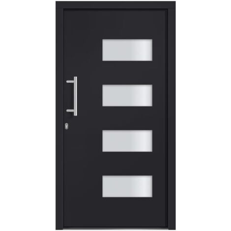 vidaXL Porta d'Ingresso in Alluminio e PVC Antracite 110x210 cm