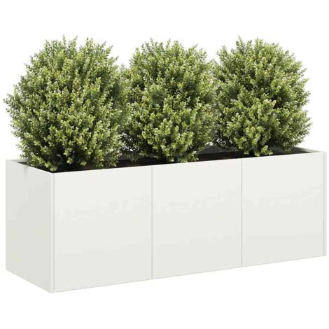 Vidaxl – Fioriera bianca 120x40x40 cm in acciaio laminato a freddo – Fondo aperto per drenaggio – Perfetta per giardini e patii (1/6)