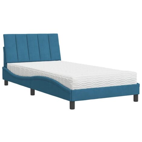 vidaXL Letto con Materasso Hanko Blu 100x200 cm in Velluto (1/5)
