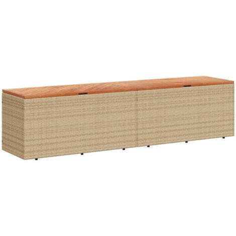 vidaXL Contenitore da Giardino Beige 220x50x54 cm Polyrattan e Acacia