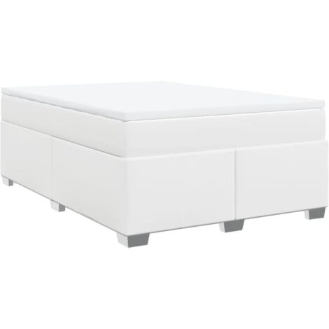 vidaXL Giroletto a Molle con Materasso Bianco 160x200 cm in Similpelle