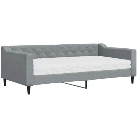 vidaXL Divano Letto con Materasso Grigio Chiaro 90x190 cm in Tessuto (1/5)