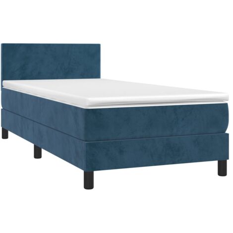 vidaXL Giroletto a Molle con Materasso Blu Scuro 90x190 cm in Velluto (1/5)