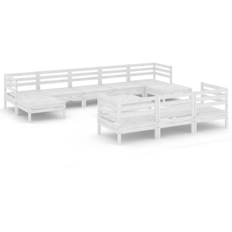 vidaXL Set Salotto da Giardino 11 pz in Legno Massello di Pino Bianco (1/5)
