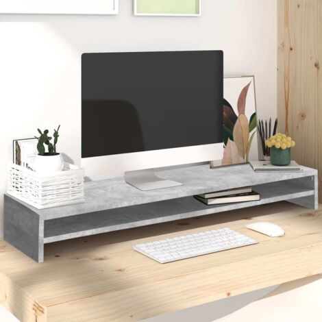 vidaXL Supporto Monitor Grigio Cemento 100x24x13 cm Legno Multistrato