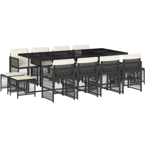 vidaXL Set da Pranzo da Giardino 13pz con Cuscini Nero in Polyrattan (1/5)