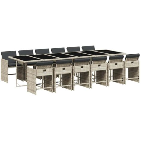 vidaXL Set da Pranzo da Giardino 13pz con Cuscini Grigio in Polyrattan