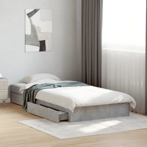 vidaXL Giroletto Cassetti Grigio Cemento 75x190 cm Legno Multistrato