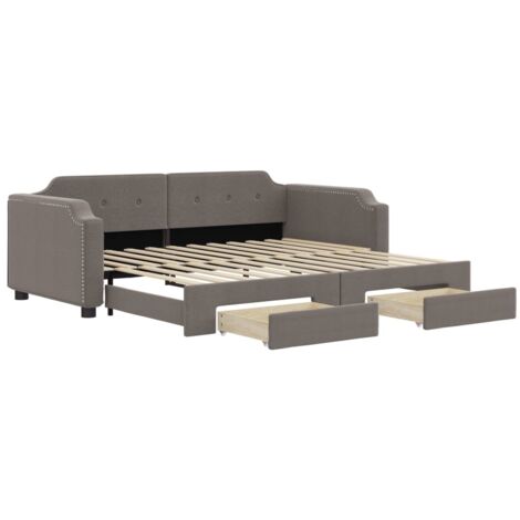 vidaXL Divano Letto Estraibile con Cassetti Tortora 80x200 cm Tessuto
