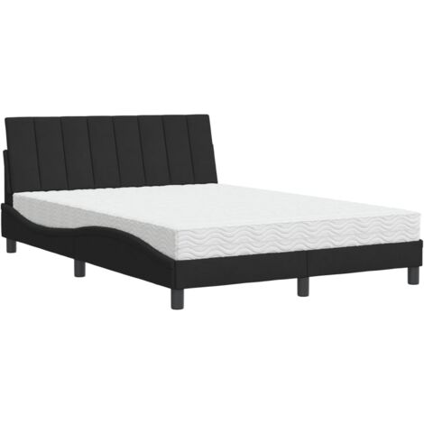 vidaXL Letto con Materasso Hanko Nero 140x190 cm in Velluto (1/5)