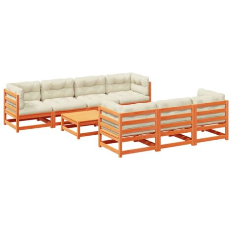 vidaXL Set Divani Giardino 8 pz con Cuscini Marrone Cera Massello Pino (1/5)