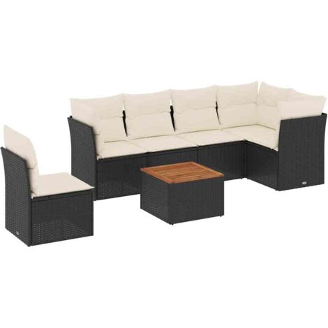 vidaXL Set Divani da Giardino con Cuscini 7pz Nero Polyrattan (1/5)