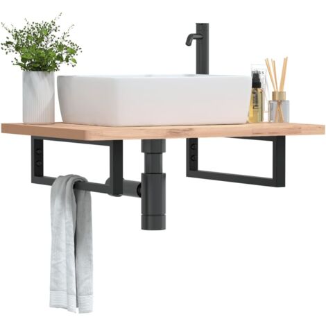 vidaXL Reggimensole per Lavabo 2 pz Nere Rettangolari in Acciaio