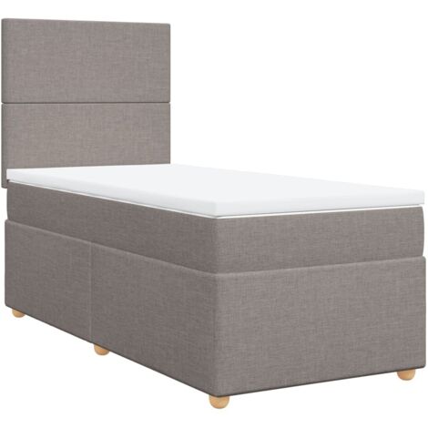 vidaXL Giroletto a Molle con Materasso Tortora 100x200 cm in Tessuto (1/5)