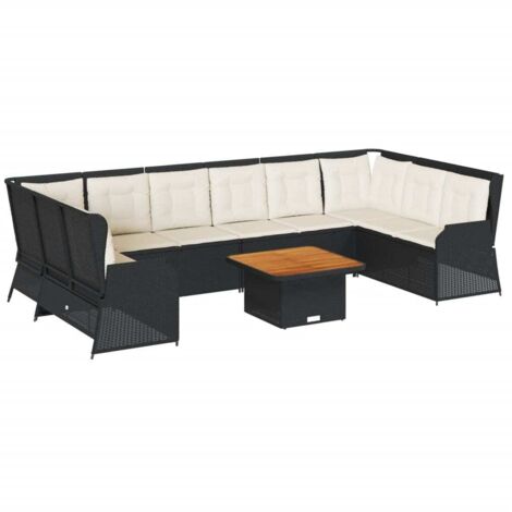 vidaXL Set Salotto da Giardino con Cuscini 7pz Nero Polyrattan (1/5)