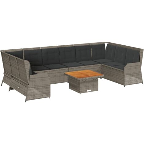 vidaXL Set Divani da Giardino 7 pz con Cuscini in Polyrattan Grigio (1/5)