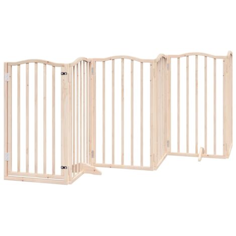 vidaXL Cancelletto per cani con porta pieghevole 6 pannelli 300 cm in legno di pioppo