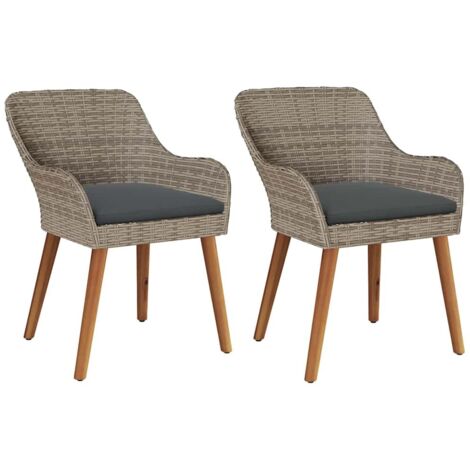 vidaXL Sedia da Giardino 2 pcs Nero 55 x 62.5 x 82cm polyrattan (1/5)