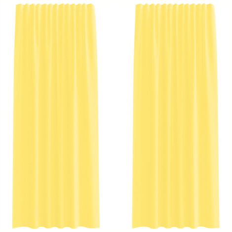 vidaXL Tende in Voile con Tasche per Aste 2 pz Giallo (1/5)