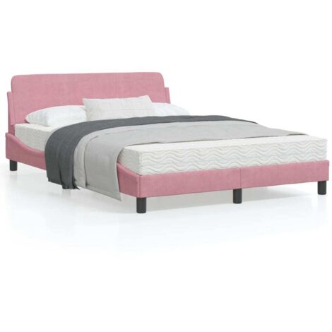 vidaXL Giroletto con Testiera Dover Rosa 140x190 cm Velluto