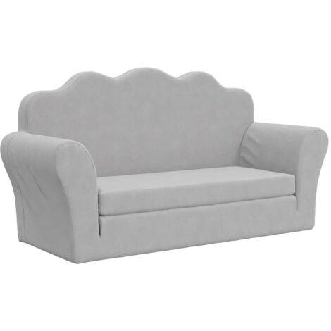 vidaXL Divano Letto Bambini a 2 Posti Grigio Chiaro in Morbido Peluche (1/5)