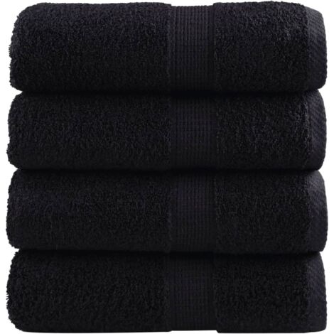 vidaXL Asciugamani per Ospiti SOLUND 4 pz Neri 30x50 cm 600 gsm