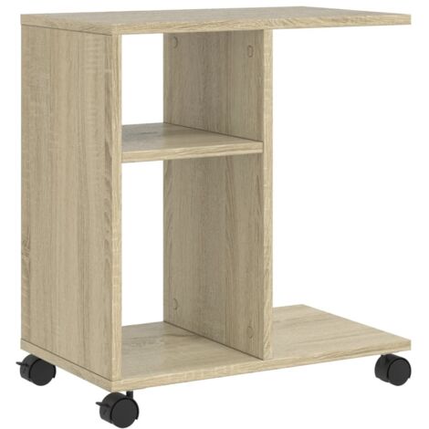 vidaXL Tavolino con Ruote Rovere Sonoma 50x30x55 cm Legno Multistrato