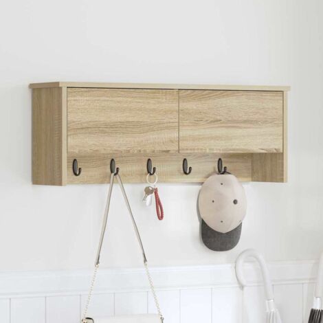 vidaXL Appendiabiti a muro con porta rovere sonoma 80 x 20 x 30 cm