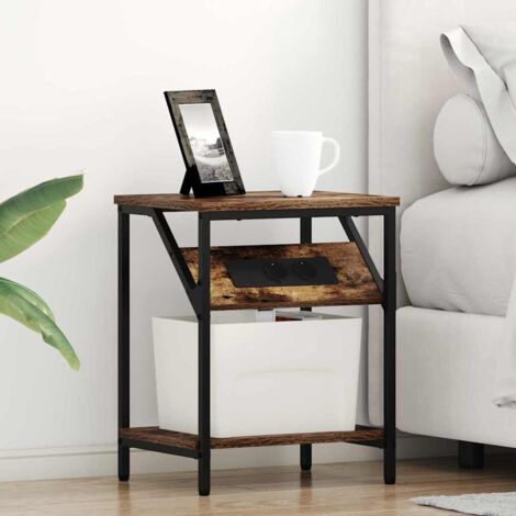 vidaXL Comodino Rovere fumo 38 x 30 x 48 cm Legno multistrato