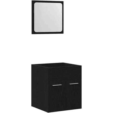 vidaXL Set Mobili da Bagno 2 pz Rovere Nero in Legno Multistrato