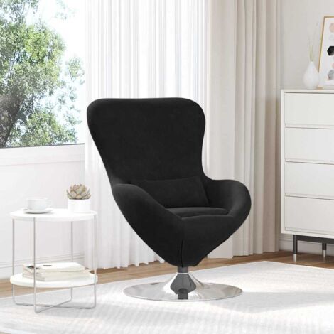 vidaXL Poltrona uovo Nero 63 x 73 x 90 cm Velluto