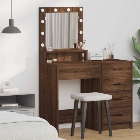 vidaXL Tavolo da Toeletta con cassetto Rovere marrone 50 x 41 x 135 cm
