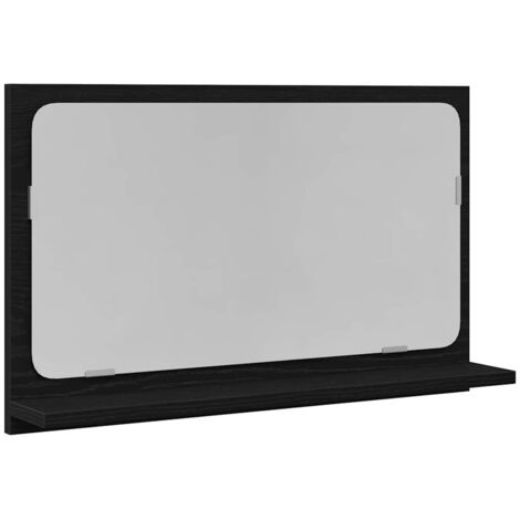 vidaXL Mensola Specchio con lo scaffale Rovere Nero 60 x 10,5 x 37 cm