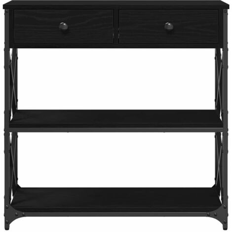 vidaXL Tavolo Consolle con cassetto Rovere nero 75 x 28 x 75 cm