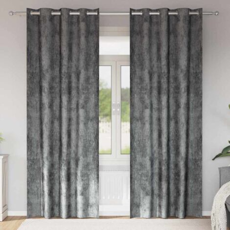 vidaXL Tenda con tende 2 pcs Grigio 260 x 140 cm Velluto