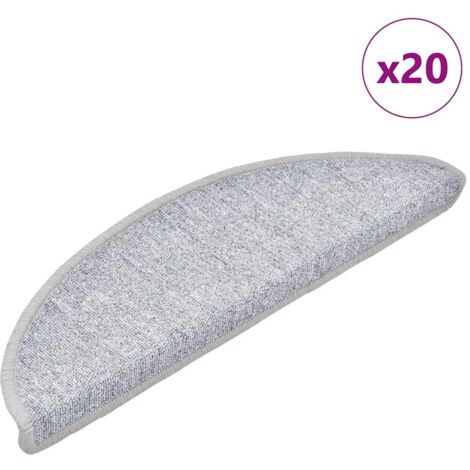 vidaXL Tappetini per scale 20 pz 56x17x3 cm Grigio chiaro Semicircolari