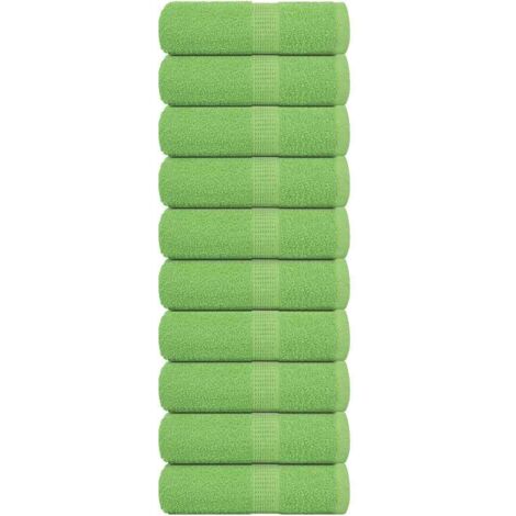 vidaXL Asciugamani Ospiti 10 pz Verde Mela 30x50 cm 360 g/m² Cotone