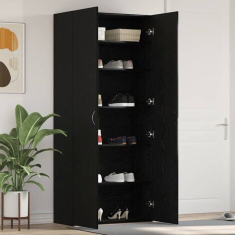 vidaXL Mobile per scarpe Nero 80 x 35.5 x 180 cm Legno multistrato